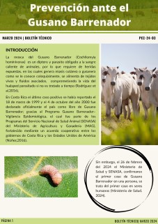 Portada boletín técnico Prevención ante el Gusano Barrenador